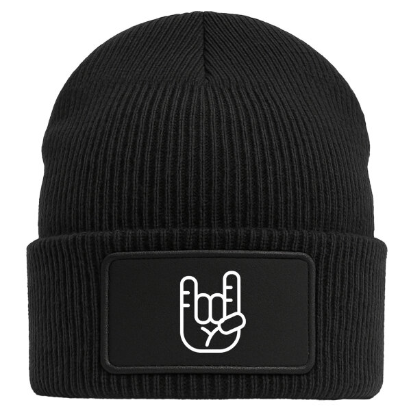 Beanie Pommesgabel Hand Black Mütze