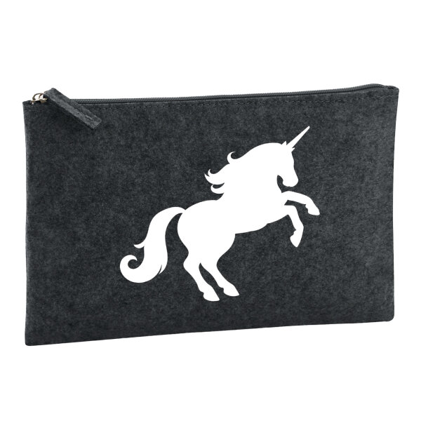 Kulturbeutel Einhorn Silhouette 1 Liter Filz Charcoal Kosmetiktasche