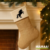 Weihnachtsstrumpf Einhorn Silhouette Beige