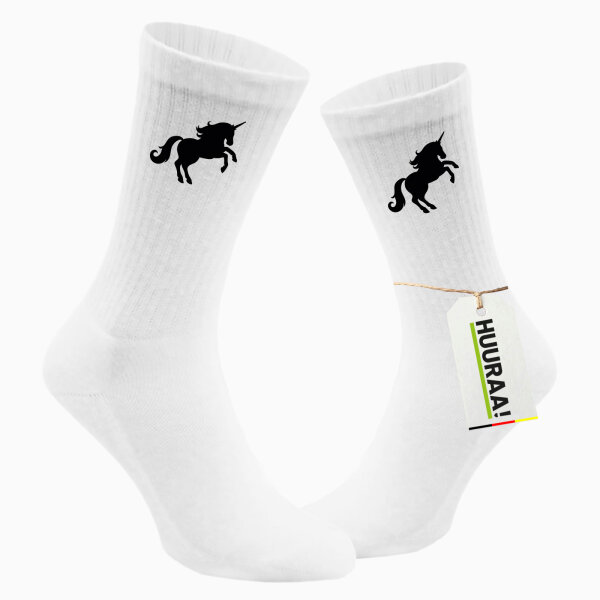 Socken Einhorn Silhouette Größe 37/46 White Motiv Tennissocken