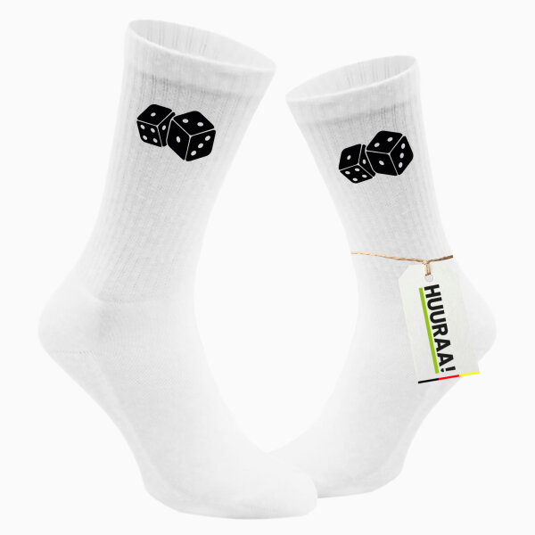 Socken Würfel Dice Größe 37/46 White Motiv Tennissocken