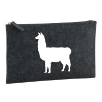 Kulturbeutel Lama Silhouette 1 Liter Filz Charcoal...