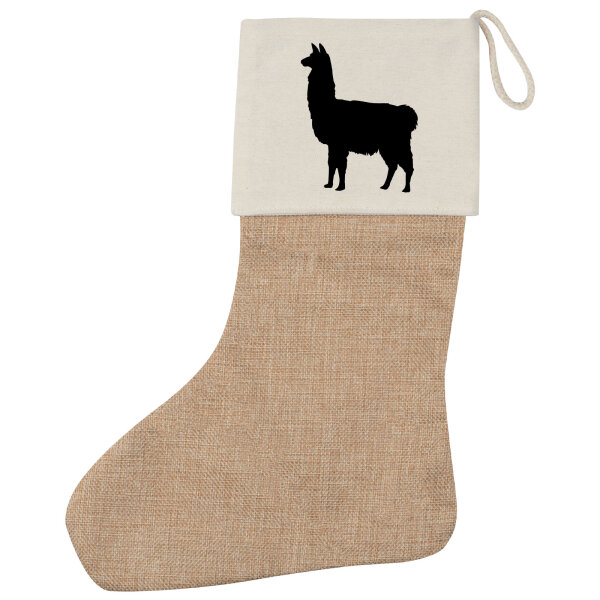 Weihnachtsstrumpf Lama Silhouette Beige