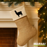 Weihnachtsstrumpf Lama Silhouette Beige