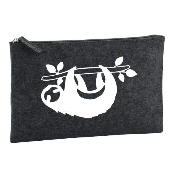 Kulturbeutel Faultier Silhouette 1 Liter Filz Charcoal Kosmetiktasche