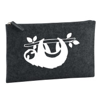 Kulturbeutel Faultier Silhouette 1 Liter Filz Charcoal...