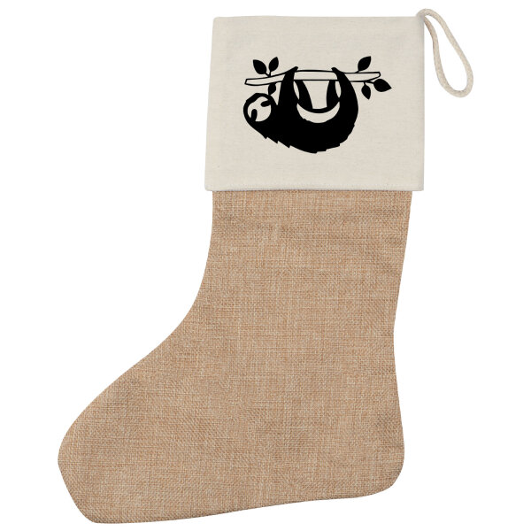 Weihnachtsstrumpf Faultier Silhouette Beige