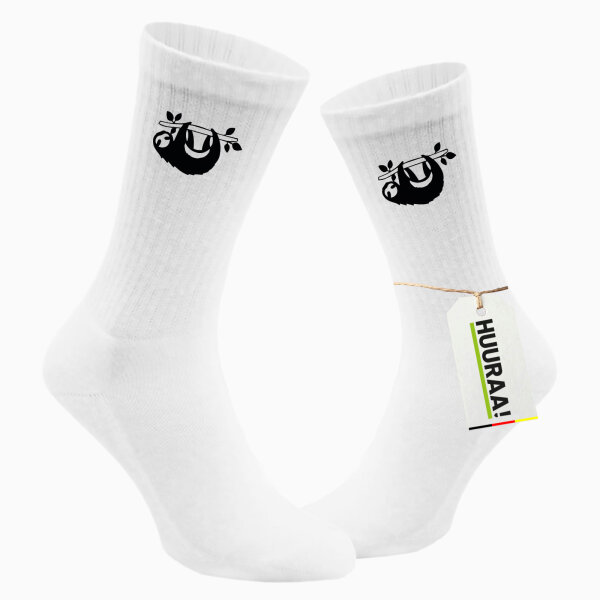 Socken Faultier Silhouette Größe 37/46 White Motiv Tennissocken