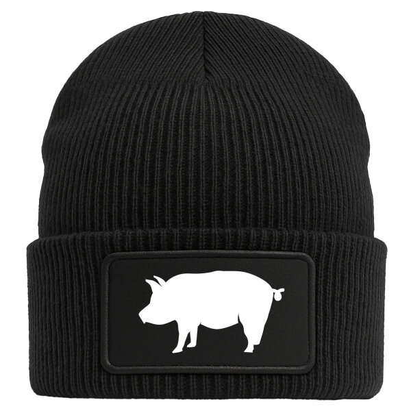 Beanie Schwein Silhouette Black Mütze