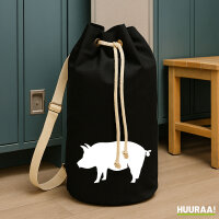 Seesack Schwein Silhouette 20 Liter Rucksack Black