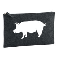 Kulturbeutel Schwein Silhouette 1 Liter Filz Charcoal...