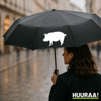 Regenschirm Schwein Silhouette 98cm Schwarz