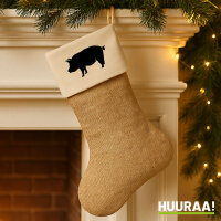 Weihnachtsstrumpf Schwein Silhouette Beige