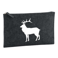 Kulturbeutel Hirsch Silhouette 1 Liter Filz Charcoal...