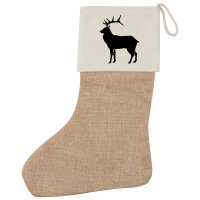 Weihnachtsstrumpf Hirsch Silhouette Beige