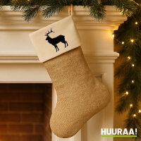 Weihnachtsstrumpf Hirsch Silhouette Beige