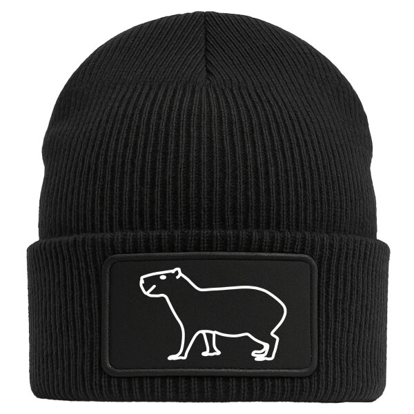 Beanie Capybara Silhouette Black Mütze