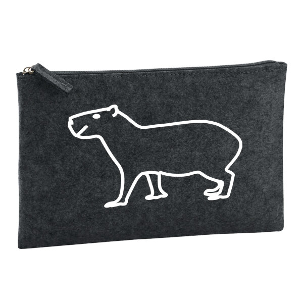 Kulturbeutel Capybara Silhouette 1 Liter Filz Charcoal Kosmetiktasche