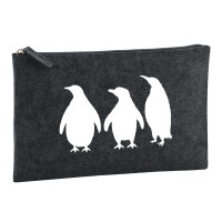 Kulturbeutel Pinguine Silhouette 1 Liter Filz Charcoal Kosmetiktasche