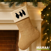 Weihnachtsstrumpf Pinguine Silhouette Beige