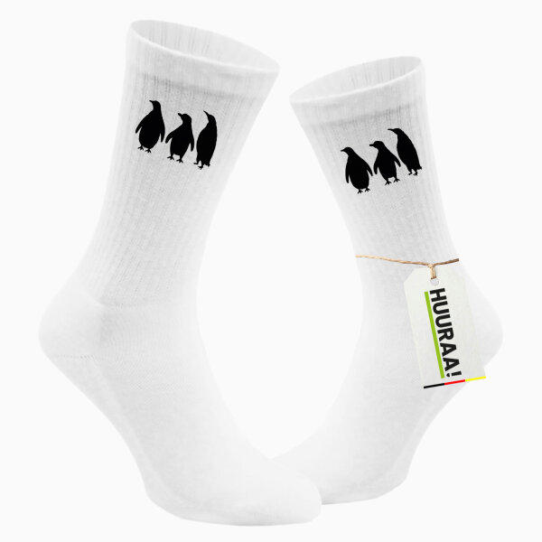Socken Pinguine Silhouette Größe 37/46 White Motiv Tennissocken