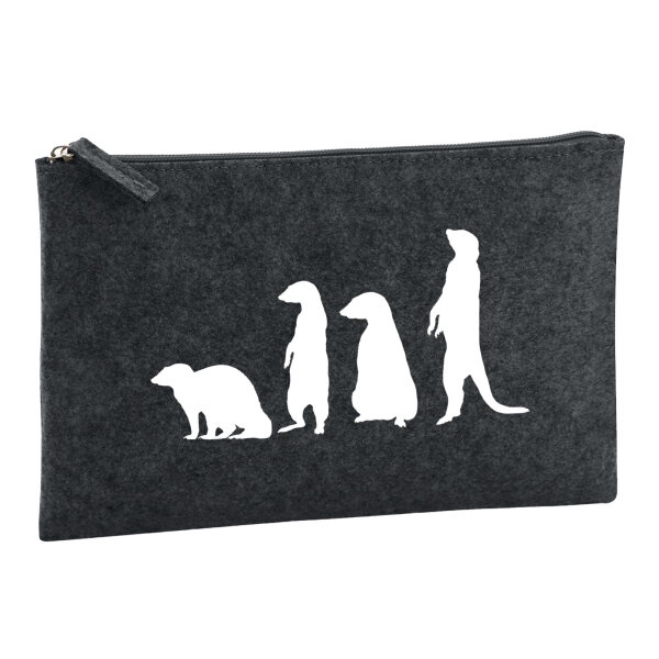 Kulturbeutel Erdmännchen Silhouette 1 Liter Filz Charcoal Kosmetiktasche