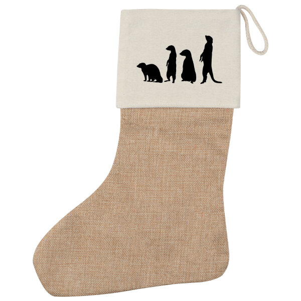 Weihnachtsstrumpf Erdmännchen Silhouette Beige