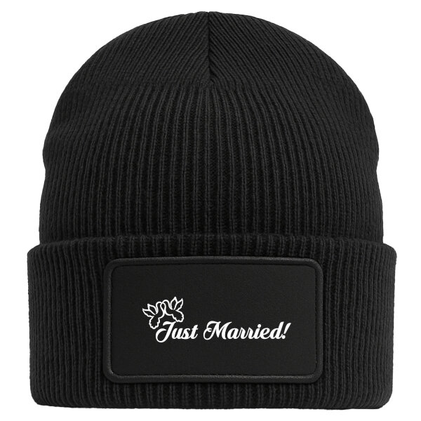 Beanie Just Married Tauben Black Mütze