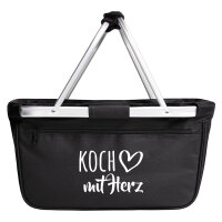 Einkaufskorb faltbar Koch mit Herz 20 Liter Tragekorb Black