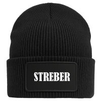 Beanie Streber Schriftzug Black Mütze