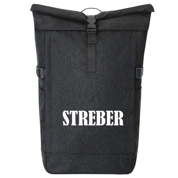 Kurierrucksack Streber Schriftzug 30-44 Liter Black Melange