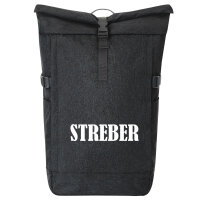 Kurierrucksack Streber Schriftzug 30-44 Liter Black Melange