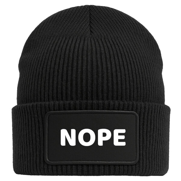 Beanie Nope Schriftzug Black Mütze