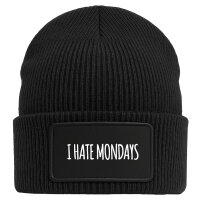 Beanie I hate mondays Schriftzug Black Mütze