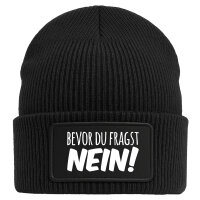 Beanie Bevor du fragst Nein Schriftzug Black Mütze