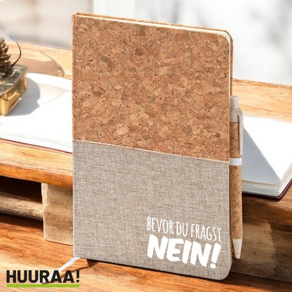 Notizbuch A5 Bevor du fragst Nein Schriftzug 80 Blatt inkl. Kugelschreiber