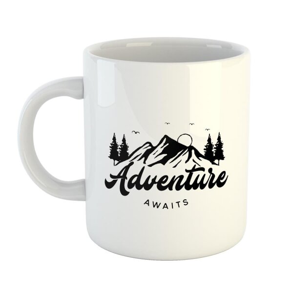 Kaffeetasse Adventure awaits Abenteuer Weiß 330ml
