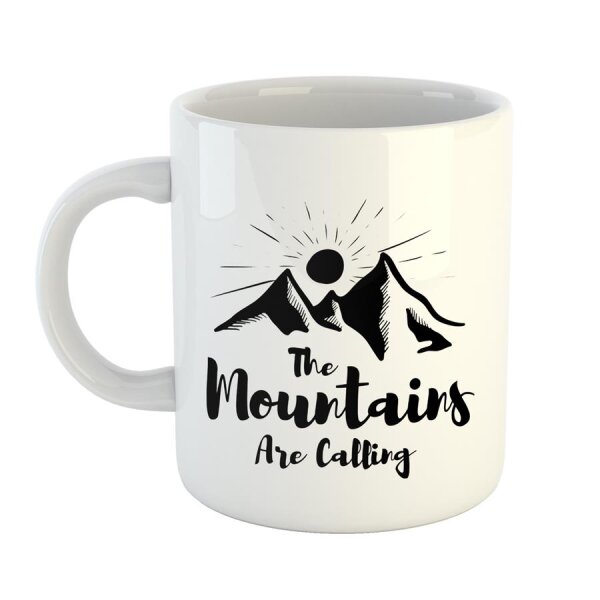 Kaffeetasse The Mountains are calling Weiß 330ml