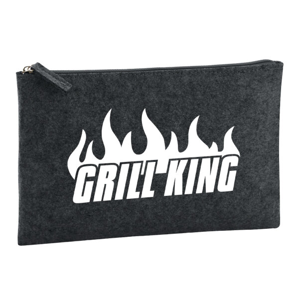 Kulturbeutel Grill King Flammen 1 Liter Filz Charcoal Kosmetiktasche