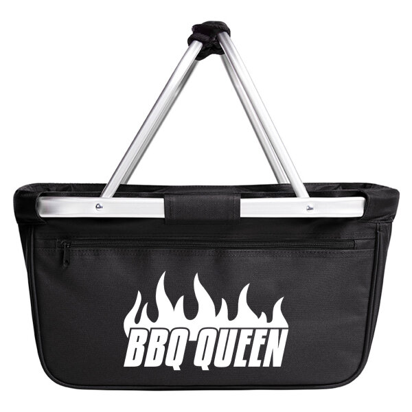 Einkaufskorb faltbar BBQ Queen Flammen 20 Liter Tragekorb Black