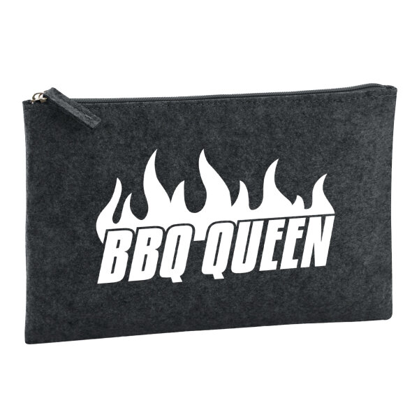 Kulturbeutel BBQ Queen Flammen 1 Liter Filz Charcoal Kosmetiktasche