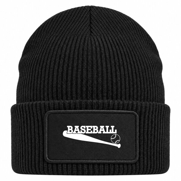 Beanie mit Patch Baseball Baseballschläger Black