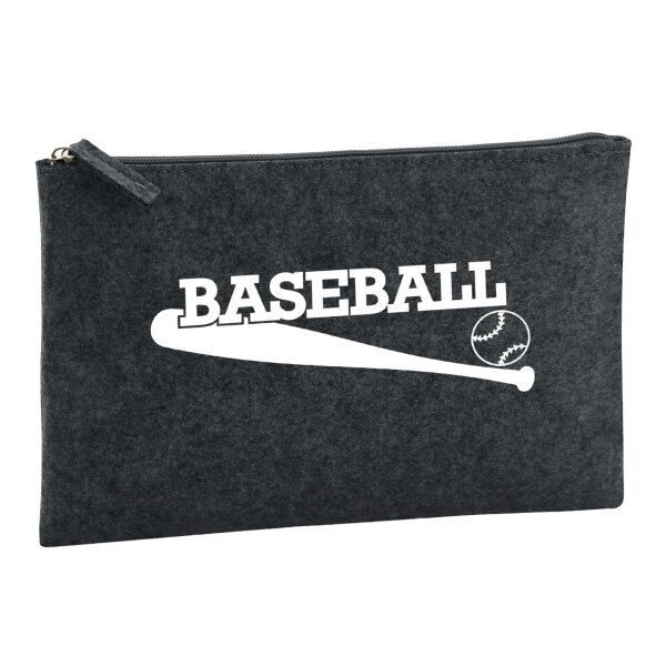 Kulturbeutel Baseball Baseballschläger 1 Liter Filz Charcoal Kosmetiktasche