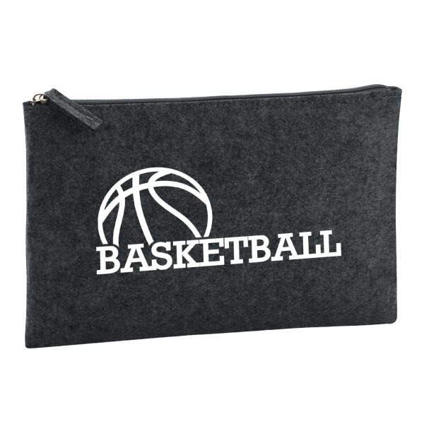 Kulturbeutel Basketball Ball 1 Liter Filz Charcoal Kosmetiktasche