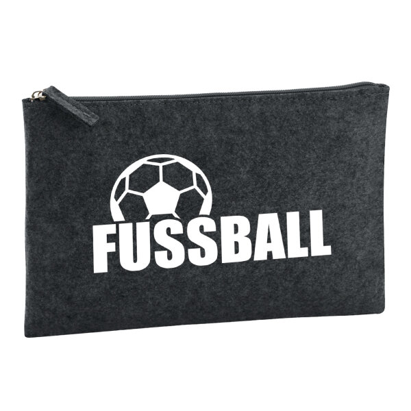 Kulturbeutel Fussball Ball 1 Liter Filz Charcoal Kosmetiktasche