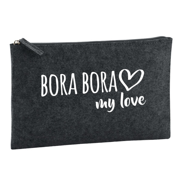 Kulturbeutel Bora Bora my love 1 Liter Filz Charcoal Kosmetiktasche