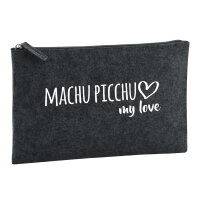 Kulturbeutel Machu Picchu my love 1 Liter Filz Charcoal Kosmetiktasche