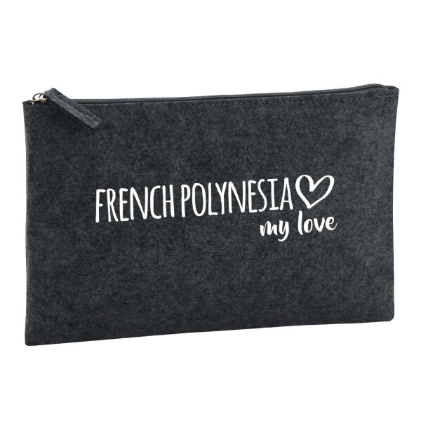 Kulturbeutel French Polynesia my love 1 Liter Filz Charcoal Kosmetiktasche