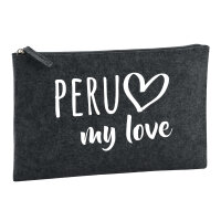 Kulturbeutel Peru my love 1 Liter Filz Charcoal Kosmetiktasche