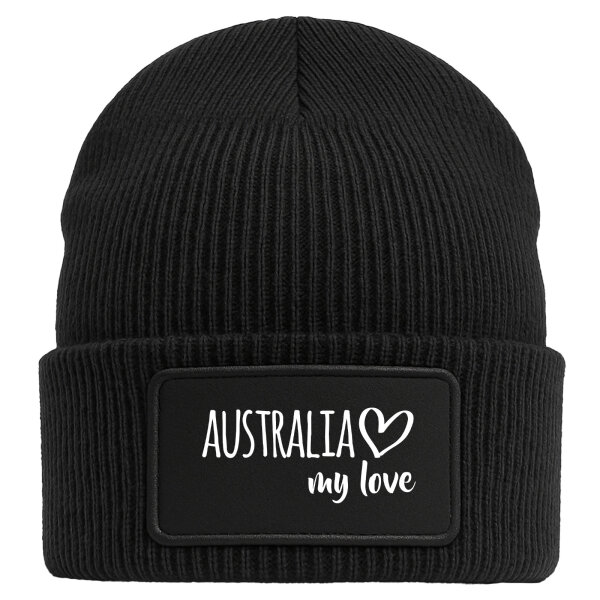 Beanie Australia my love Black Mütze